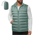 thumbnail image 1 of QSAWXQZ Men's Packable Puffer Vest Lightweight Sleeveless Windproof Zip Up Cardigan Quilted Down Tank with Pockets Mint Green M, 1 of 8