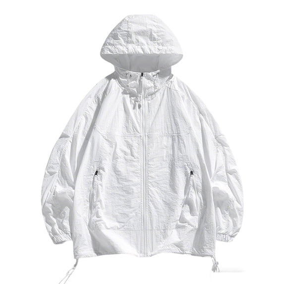 QSAWXQZ Men's Quick Dry Sun Protection Windbreaker UPF 50+ Zip up Lightweight Hooded Jacket Loose Outdoor Outerwear with Pockets 4XL