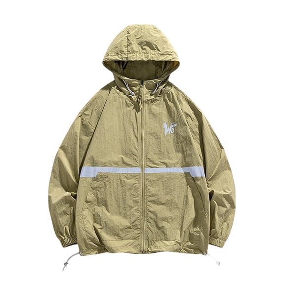 QSAWXQZ Men's Reflective Sun Protection Windbreaker UPF 50+ Zip up Lightweight Hooded Jacket Loose Breathable Outdoor Activewear with Pockets L