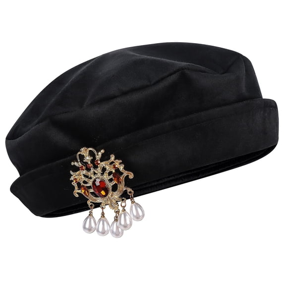 QSAWXQZ Men's Renaissance Beret Medieval Tudor Hat Tassel Halloween Party Cap Free Size