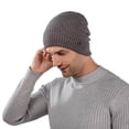 thumbnail image 1 of QSAWXQZ Men's Ribbed Knit Beanie Hat Winter Warm Cuffed Skull Cap Soft Stretchy Daily Headwear Gray Free Size, 1 of 4
