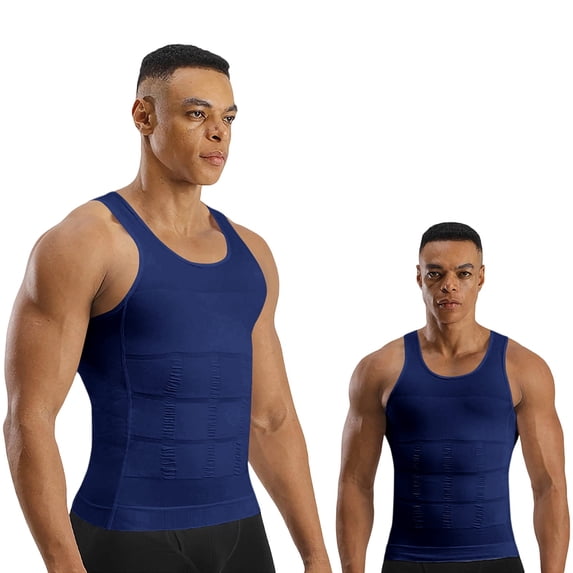 QSAWXQZ Men's Seamless Compression Tank Sleeveless Crew Neck Tummy Control Slim Body Shaper 2XL