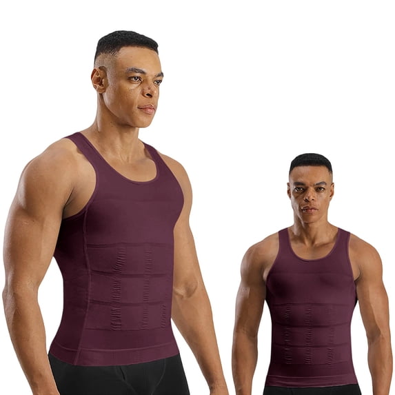 QSAWXQZ Men's Seamless Compression Tank Sleeveless Crew Neck Tummy Control Slim Body Shaper L