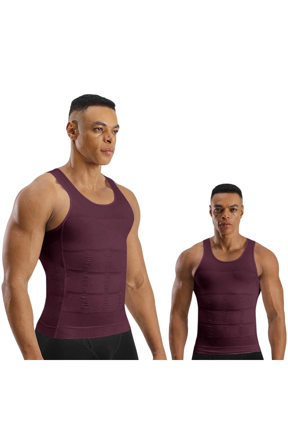 Men's Seamless Compression Tank Sleeveless Crew Neck Tummy Control Slim Body Shaper S
