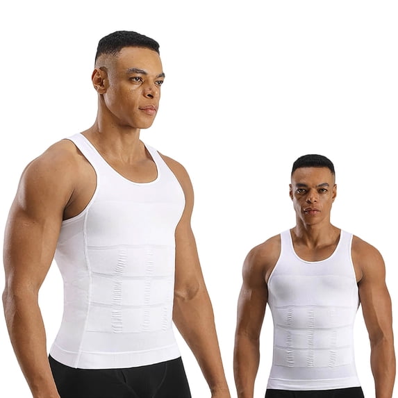 QSAWXQZ Men's Seamless Compression Tank Tummy Control Crew Neck Sleeveless Slim Body Shaper M