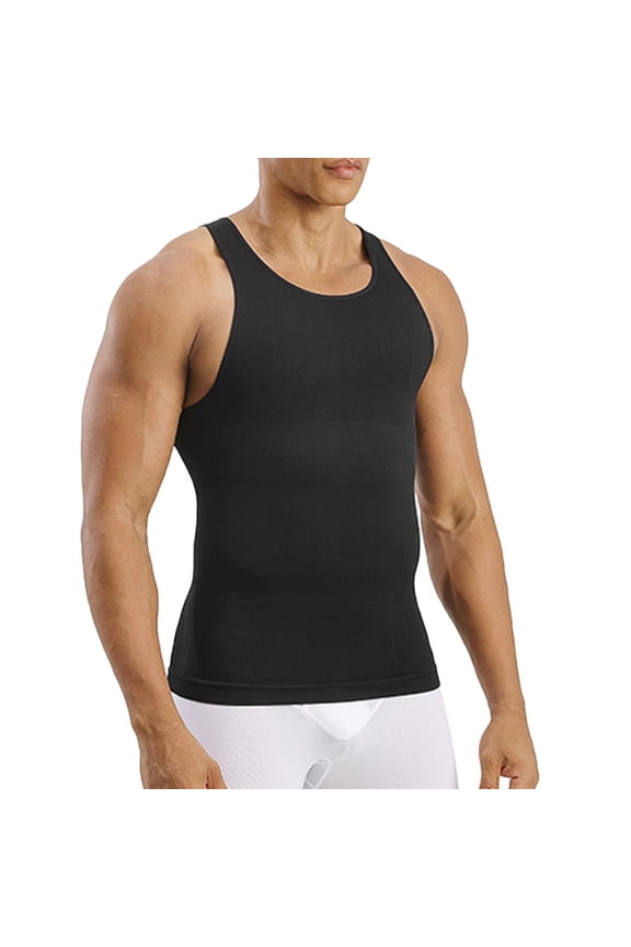 Men's Sleeveless Compression Tank Top Crew Neck Tummy Control Body Shaper for Workout M