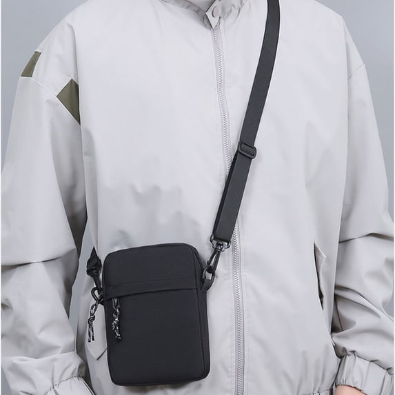QSAWXQZ Men's Small Crossbody Bag Zipper Pouch Adjustable Shoulder Strap Free Size