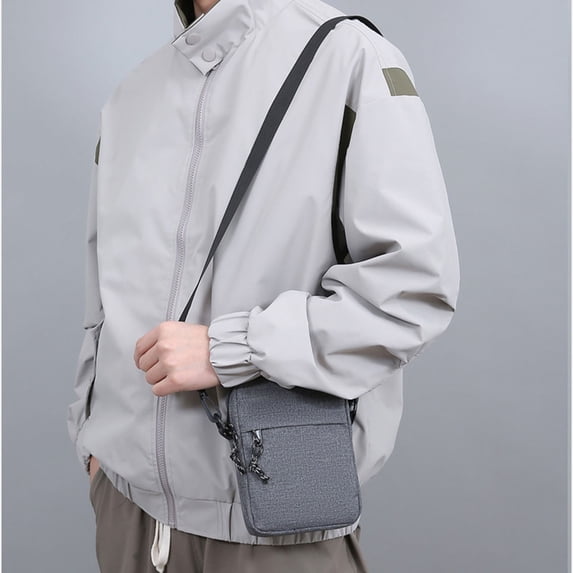 QSAWXQZ Men's Small Crossbody Bag Zipper Pouch Adjustable Shoulder Strap Free Size