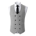 thumbnail image 1 of QSAWXQZ Men's Solid Waistcoat Double Breasted V Neck Sleeveless Vest Formal Business Wedding Groomsman Gilet L, 1 of 6
