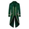 thumbnail image 1 of QSAWXQZ Men's Steampunk Gothic Tailcoat Jacket Vintage Medieval Frock Long Sleeve Button Down Blazer Coat with Sequin Trim for Halloween Green 3XL, 1 of 8