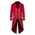 thumbnail image 1 of QSAWXQZ Men's Steampunk Gothic Tailcoat Jacket Vintage Medieval Frock Long Sleeve Button Down Blazer Coat with Sequin Trim for Halloween Red 3XL, 1 of 6