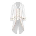 thumbnail image 1 of QSAWXQZ Men's Steampunk Gothic Tailcoat Jacket Vintage Medieval Frock Long Sleeve Button Down Blazer Coat with Sequin Trim for Halloween White 2XL, 1 of 4