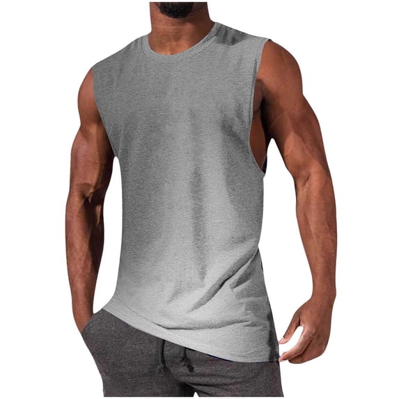 QSAWXQZ Men's Striped Color Block Tank Top Crew Neck Sleeveless Athletic Summer Beach Casual Pullover Shirt for Summer S