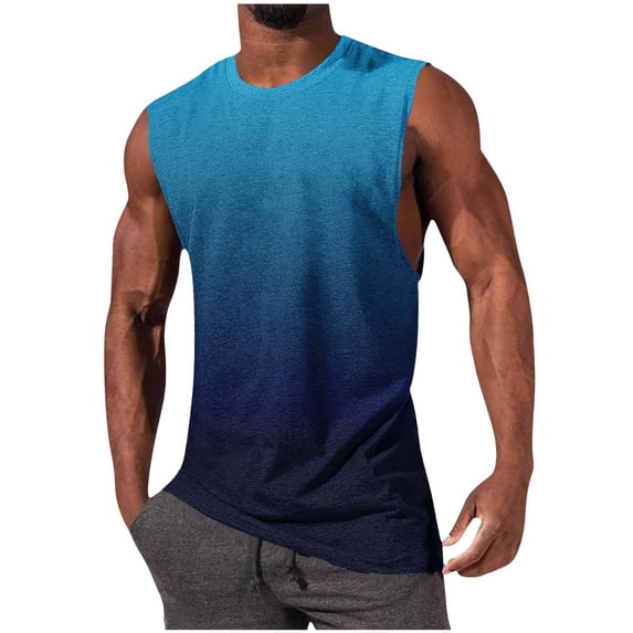 QSAWXQZ Men's Striped Color Block Tank Top Crew Neck Sleeveless Athletic Summer Beach Casual Pullover Shirt for Summer XL