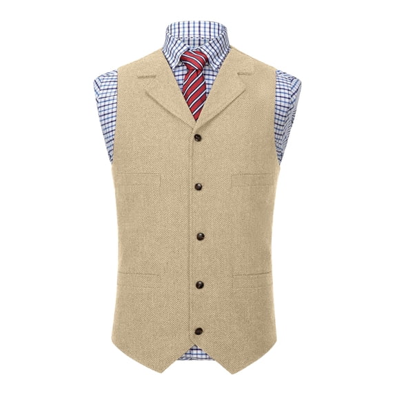 QSAWXQZ Men's Suit Vest V Neck Sleeveless Button Down Waistcoat for Fall L