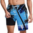 thumbnail image 1 of QSAWXQZ Men's Summer 2-in-1 Stretchy Athletic Shorts with Inner Liner Muscle Support Moisture Wicking Quicky Dry Elastic Waist Drawstring Shorts with Pockets 2XL, 1 of 6