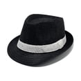 thumbnail image 1 of QSAWXQZ Men's Summer Straw Fedora Hat Short Brim Panama Sun Cap with White Band Breathable Beach Hat M, 1 of 9