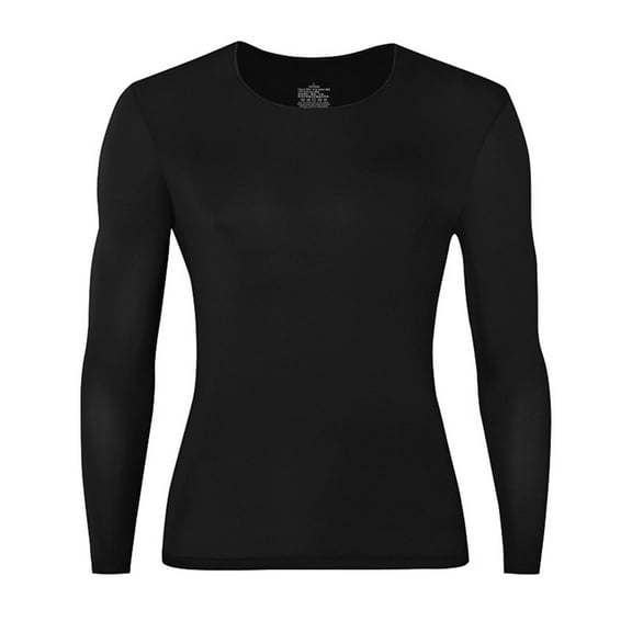 QSAWXQZ Men's Thermal Base Layer Top Long Sleeve Crewneck Solid Pullover Black XL