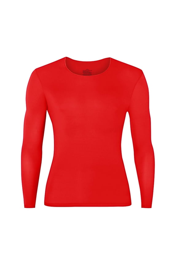 Men's Thermal Base Layer Top Long Sleeve Crewneck Solid Pullover Red L