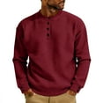 thumbnail image 1 of QSAWXQZ Men's Thermal Shirt Long Sleeve Solid Quarter Button Crewneck Pullover Top for Spring Red M, 1 of 7