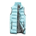 thumbnail image 1 of QSAWXQZ Men's Thick Padded Puffer Vest Plaid Sleeveless Stand Collar Zip Up Winter Warm Outerwear with Pockets Light Blue 3XL, 1 of 3