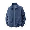 thumbnail image 1 of QSAWXQZ Men's Thin Quick Dry SunProof Coat Long Sleeve Lapel Collar Zip Up Cardigan Jacket with Pockets for Hiking Dark Blue S, 1 of 3