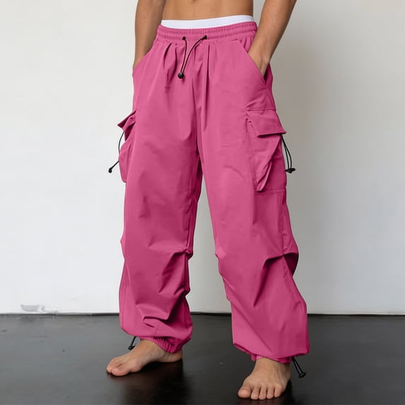 QSAWXQZ Mens Cargo Joggers Quick Dry Drawstring Elastic Waist Pockets Outdoor Athletic Streetwear Pants M