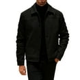 thumbnail image 1 of QSAWXQZ Solid Peacoat for Men Long Sleeve Lapel Button Down Cardigan Jackets with Pockets for Spring Black L, 1 of 5