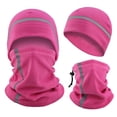 thumbnail image 1 of QSAWXQZ Unisex 2 PC Winter Beanie Neck Gaiter Reflective Stripe Women Men Fleece Cold Weather Set Free Size, 1 of 4