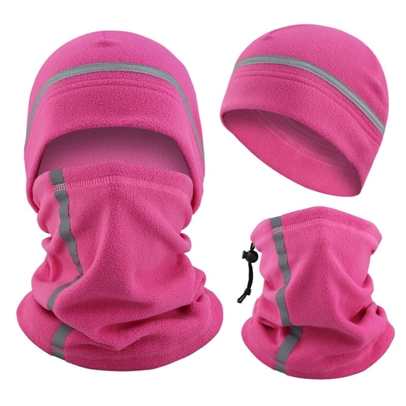 QSAWXQZ Unisex 2 PC Winter Beanie Neck Gaiter Reflective Stripe Women Men Fleece Cold Weather Set Free Size