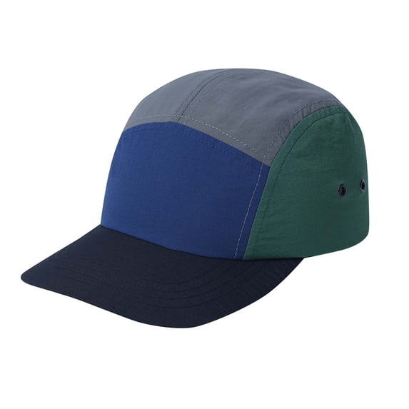 QSAWXQZ Unisex Color Block Camp Cap Lightweight Flat Bill Baseball Hat Adjustable Streetwear Headwear for Skateboarding and Outdoor Camping Blue Free Size