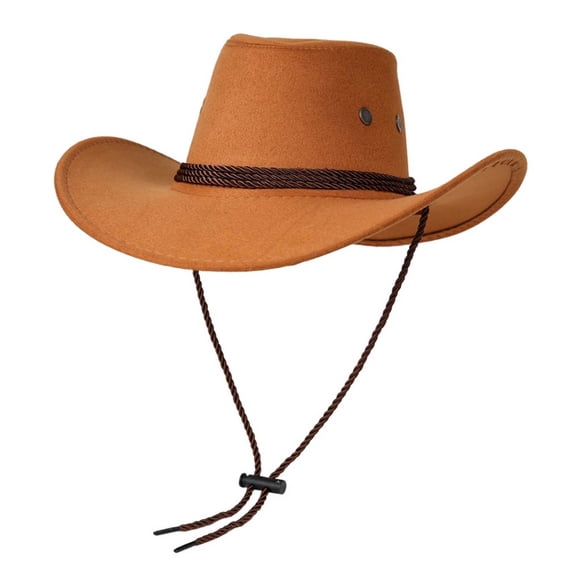 QSAWXQZ Unisex Cowboy Hat with Braided Hatband and Adjustable Chin Cord Women Mrn for Ranch Work and Concerts Gold M
