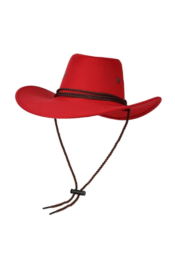 Unisex Cowboy Hat with Braided Hatband and Adjustable Chin Cord Women Mrn for Ranch Work and Concerts Red M