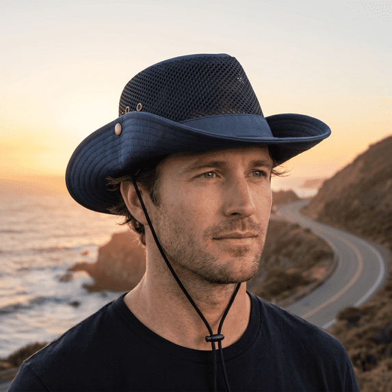 QSAWXQZ Unisex Full Mesh Boonie Hat Breathable Wide Brim Sun Cap with Adjustable Drawcord for Tropical Travel and Gardening Black M