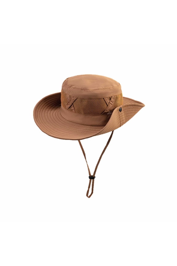 Unisex Lightweight Wide Brim Sun Hat Quick Drying Mesh Boonie Hat with Half Mesh Crown and Adjustable Strap for Summer Hiking and Beach Vocation Orange Free Size