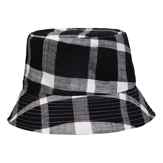 QSAWXQZ Unisex Plaid Bucket Hat Packable Fisherman Cap Wide Brim Sun Protection Lightweight Cap for Fishing Travel Free Size