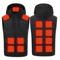 thumbnail image 1 of QSAWXQZ Unisex Plus Size Hooded Heated Vest Coat Men Women 15 Zone Heated Jacket for Outdoor Coat with Zipper Pockets Black 2XL, 1 of 7