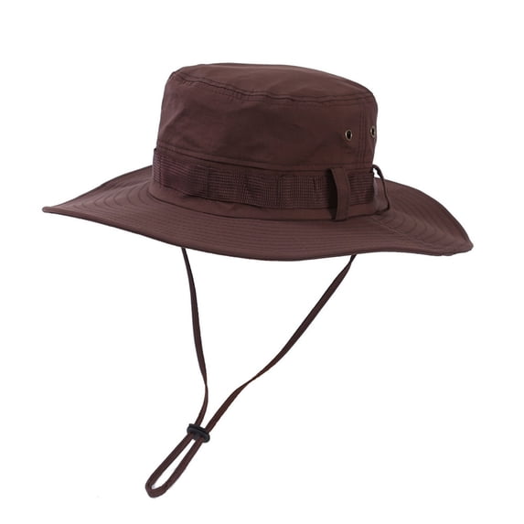 QSAWXQZ Unisex Quick Dry Solid Boonie Hat Wide Brim Sun Hat with Star Graphic Hollow Out Mesh Band for Women Men Outdoor Camping and Fishing Trip Coffee Free Size