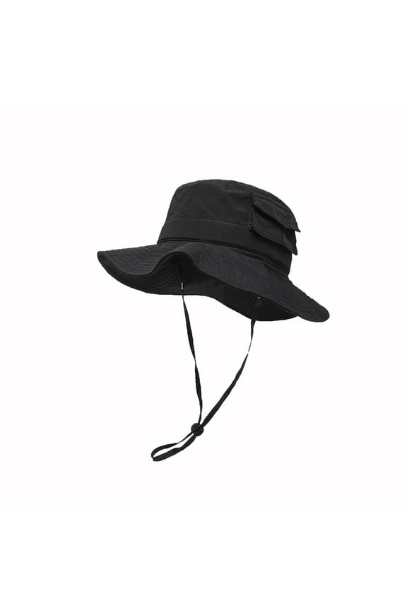 Unisex Solid Color Foldable Breathable Bucket Hat Sun Protection Wpmen Men for Hiking Fishing Black Free Size