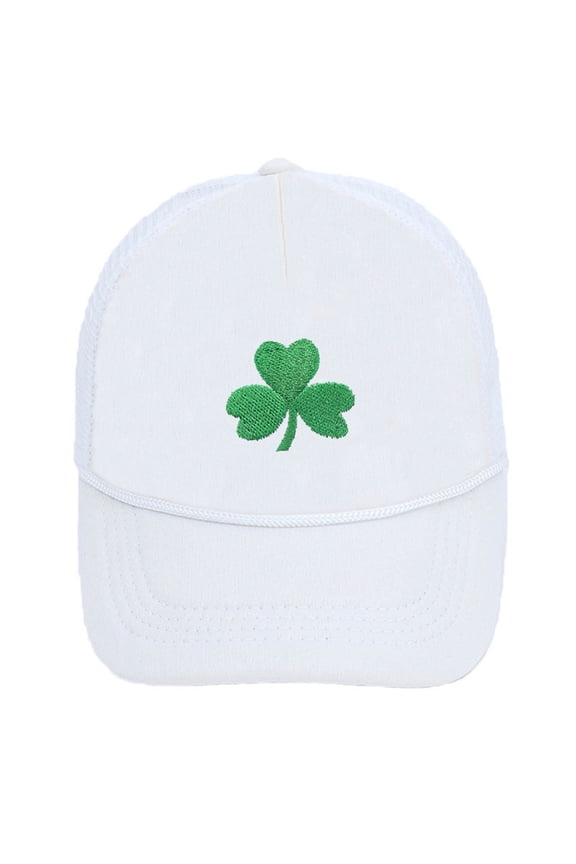 Unisex St.Patrick's Day Trucker Hat Graphic Print Embroidered Women Men Breathable Back Adjustable Snapback Cap for Sun White Free Size