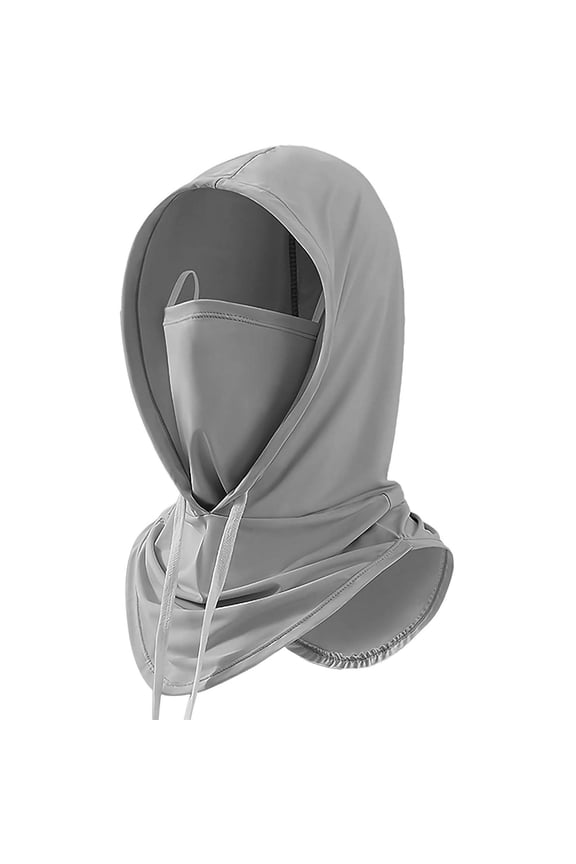 Unisex Sun Protection Hooded Face Mask UPF 50 Lightweight Ice Silk Quick Dry Women Men Neck Gaiter Cap Full Cover Visor for Summer Beach Cycling Outdoor Free Size