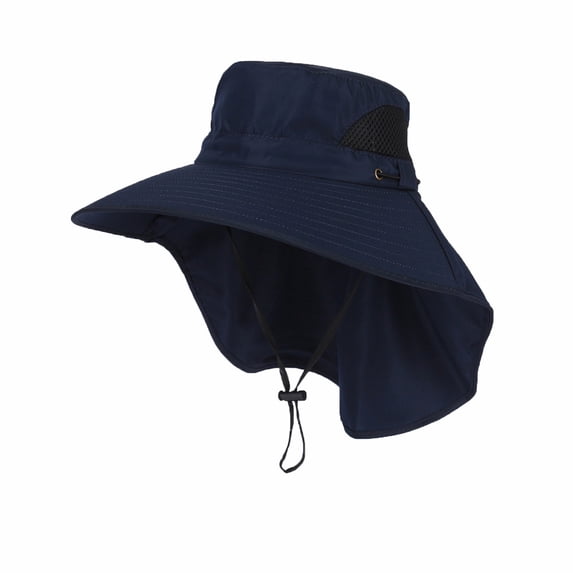 QSAWXQZ Unisex UPF 50+ Flap Sun Hat Breathable UV Protection Cap with Long Neck Cover and Side Mesh Vents for Desert Trekking and Outdoor Landscaping Navy Free Size