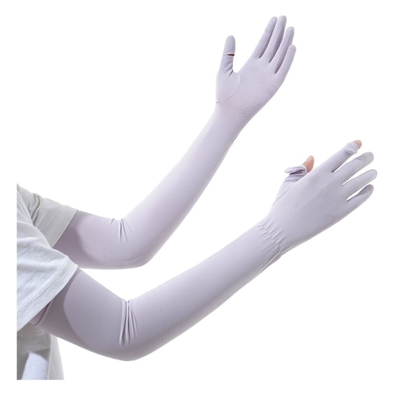 QSAWXQZ Unisex UV Protection Breathable Arm Sleeves Finger Gloves Solid Sunblock Hand Covers for Fishing Sailing Free Size