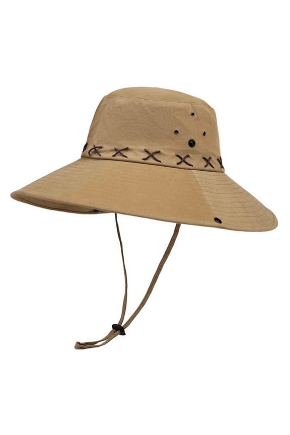 Unisex Wide Brim Boonie Hat Breathable Bucket Cap Hatband and Adjustable Cord for Women Men Outdoor Hiking Khaki M