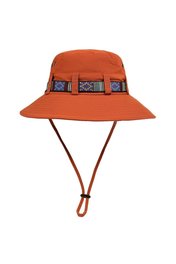 Unisex Wide Brim Fisherman Bucket Hat Casual Sun Cap with Hatband and Adjustable Strap for Music Festivals and Weekend Getaways Orange M