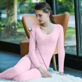 thumbnail image 1 of QSAWXQZ Women's 2PC Thermal Long Underwear Top and Leggings Set Scoop Neck Long Sleeve Ribbed Stretch Winter Base Layer for Cold Weather Free Size, 1 of 6