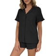 thumbnail image 1 of QSAWXQZ Women's 2pc Pajama Set Short Sleeve Collar Button Down Shirt Ruffle Shorts Sleepwear 2XL, 1 of 9