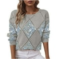 thumbnail image 1 of QSAWXQZ Women's Argyle Knit Sweater Sequin Hollow Out Crew Neck Long Sleeve Solid Pullover Top Gray L, 1 of 7