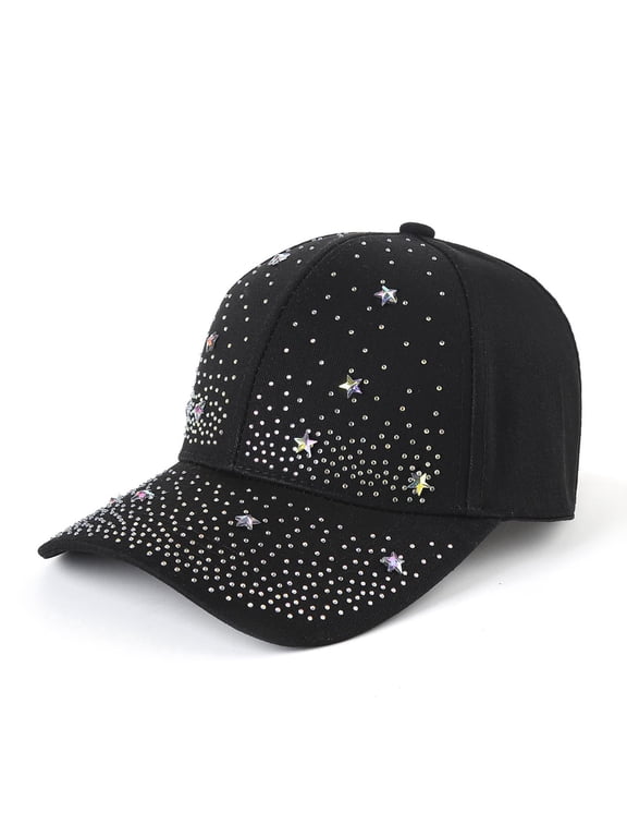 Women's Bling Baseball Cap Sparkle Crystal Studded Sun Hat Fashion Casual Outdoor Hat Free Size