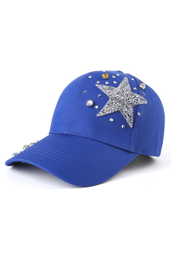 Women's Bling Rhinestone Star Baseball Cap Crystal Studded Hip Hop Hat Fashion Outdoor Party Sun Hat M